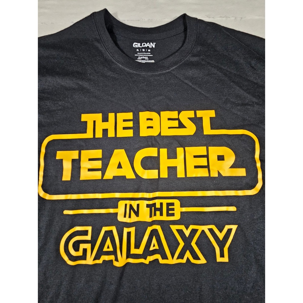 Gildan The Best Teacher In The Galaxy‎ Graphic T-Shirt Black XL Sci-Fi Style Tee